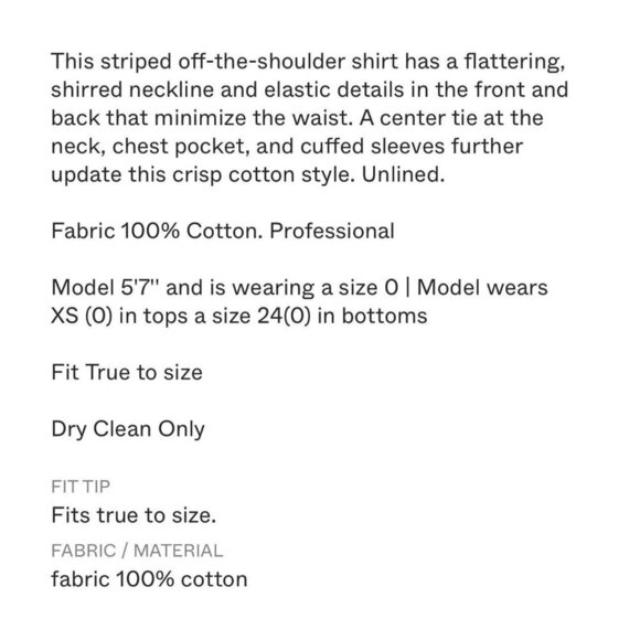 Tibi Garcon Striped Shirred Off Shoulder Top Womens 6 - Picture 13 of 13